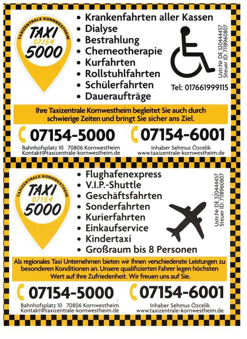 Taxizentrale Kornwestheim Inh. Sehmus Özcelik - 1 Bewertung - Kornwestheim  - Bahnhofsplatz | golocal